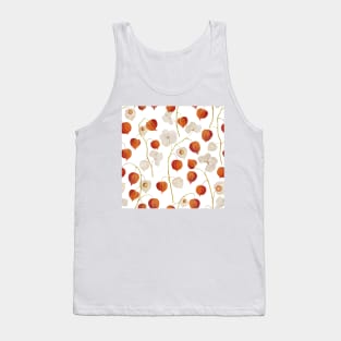 Physalis plant colorful autumn flowers. Cape gooseberry buds, leaves structure. Chinese lantern. Golden berry watercolor Tank Top